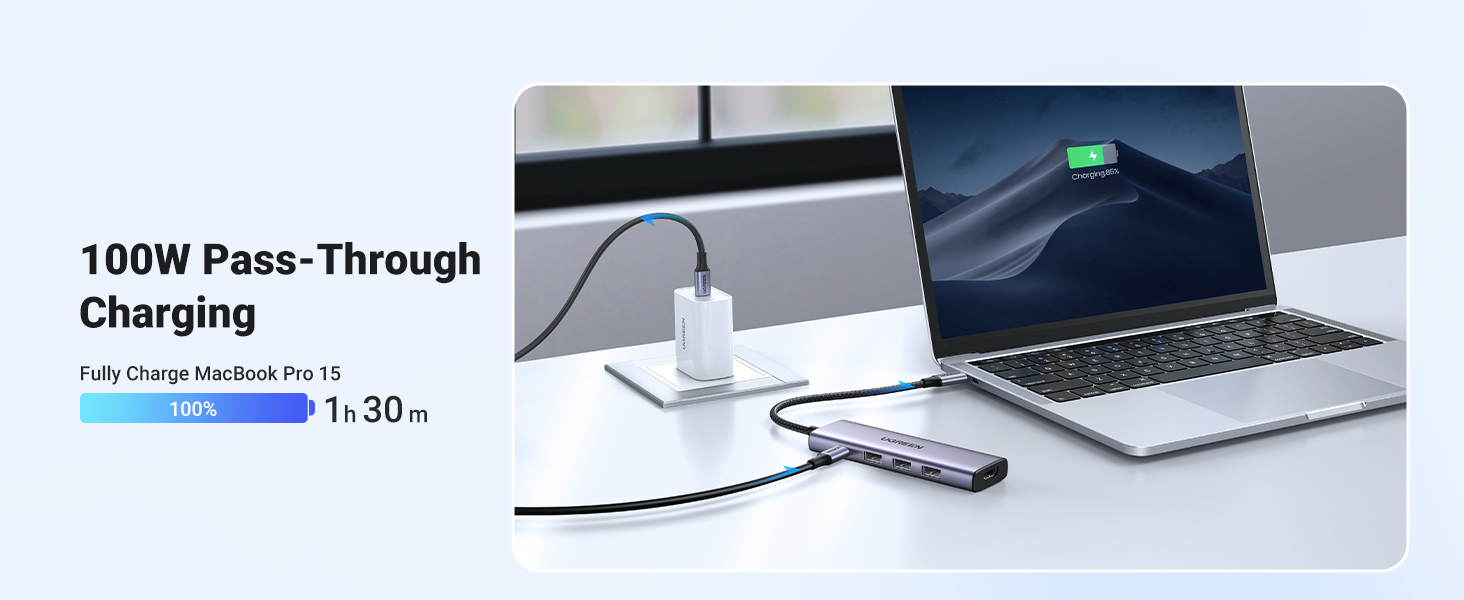 Ugreen 20956A hub di interfaccia USB tipo-C 5000 Mbit/s Argento