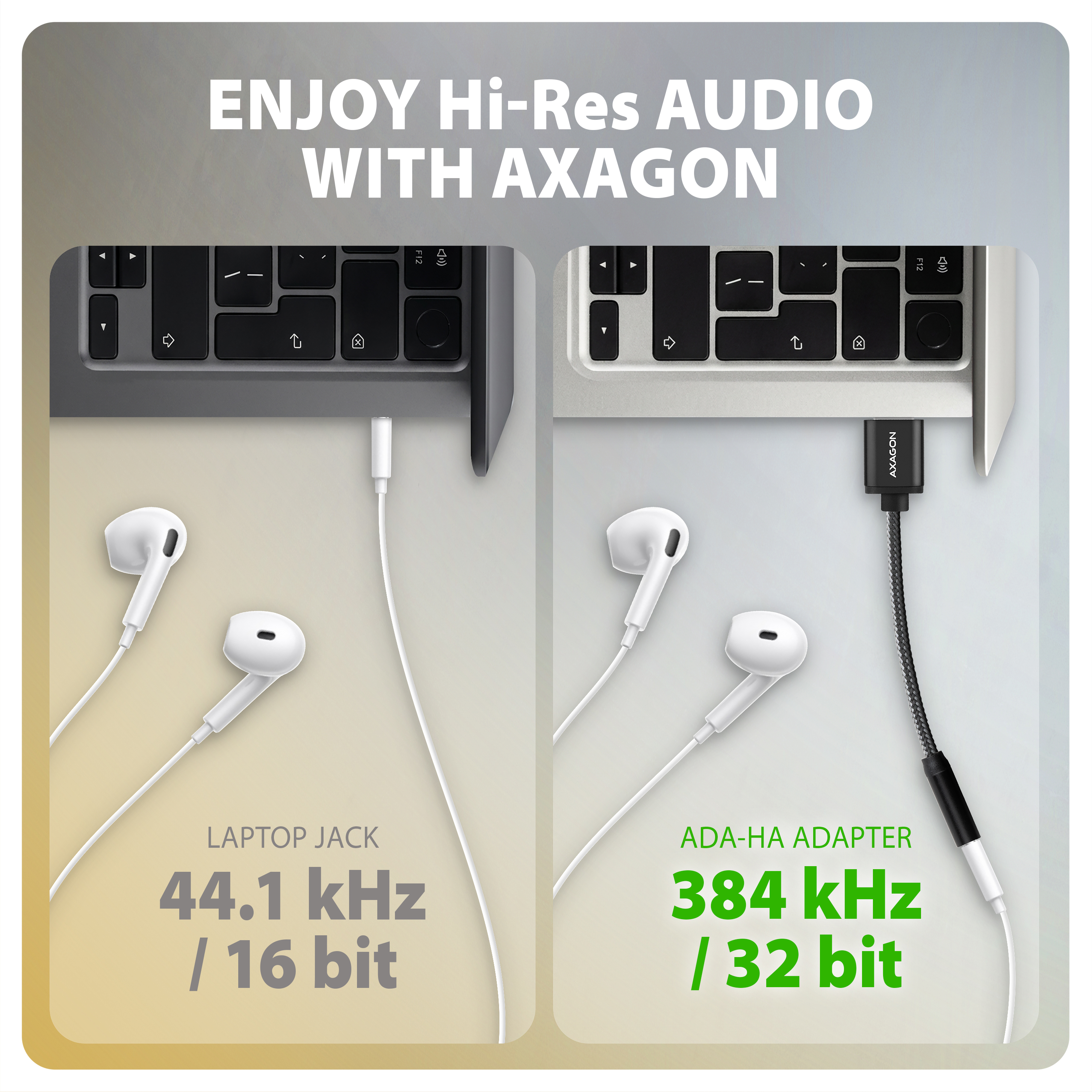Axagon ADA-HA USB-A to 3.5mm jack Hi-Res DAC Audio Adapter, 384kHz/32bit, Stereo