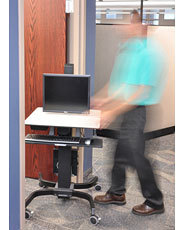 Ergotron WorkFit-C, Single HD Sit-Stand Workstation Noir, Gris Panier multim�dia