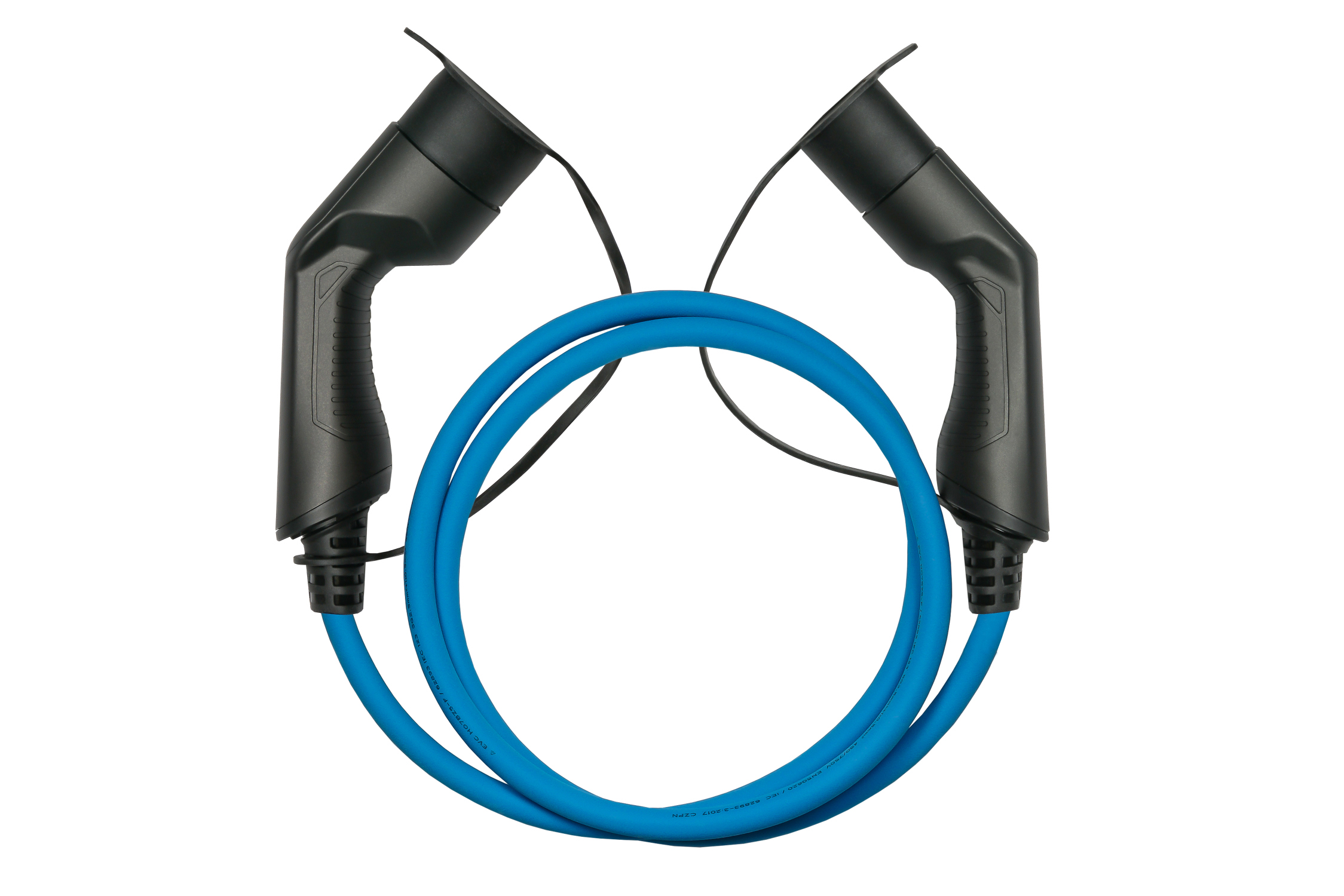 kabelmeister E-Auto-Ladekabel Mode 3, Typ 2 Stecker an Buchse, 3-phasig, 16 A, 11 kW, blau, 2,5m