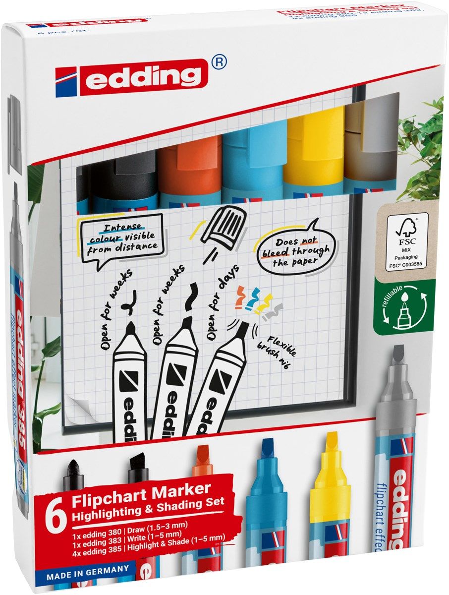 EDDING 385/380/383 Flipchart-Marker farbsortiert 1.0 - 5.0 mm 4 St.