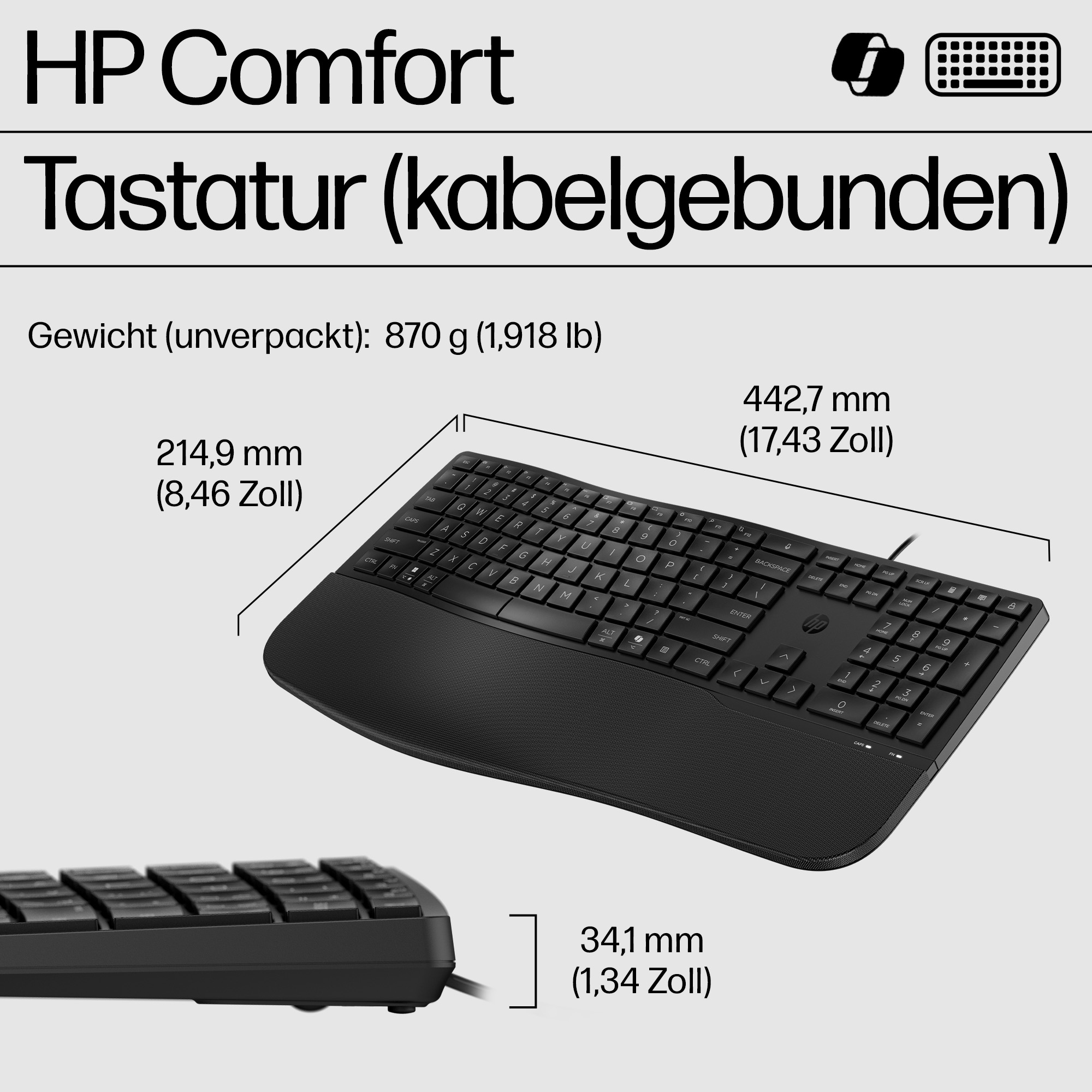 HP 485 Comfort Wired Keyboard