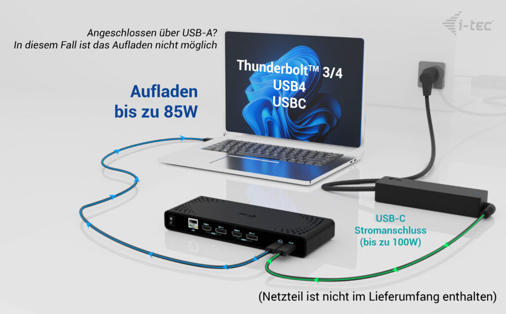 i-tec Universal Dual 4K Display Docking Station + Power Delivery 85W