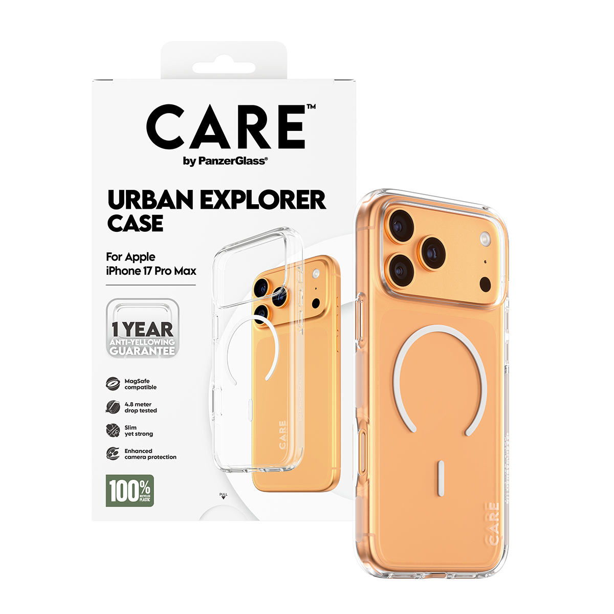 PanzerGlass CARE by � Flagship Case Transparent Urban Explorer w. White MagSafe iPhone 17 Pro Max coque de protection pour t�l�phones portables Housse