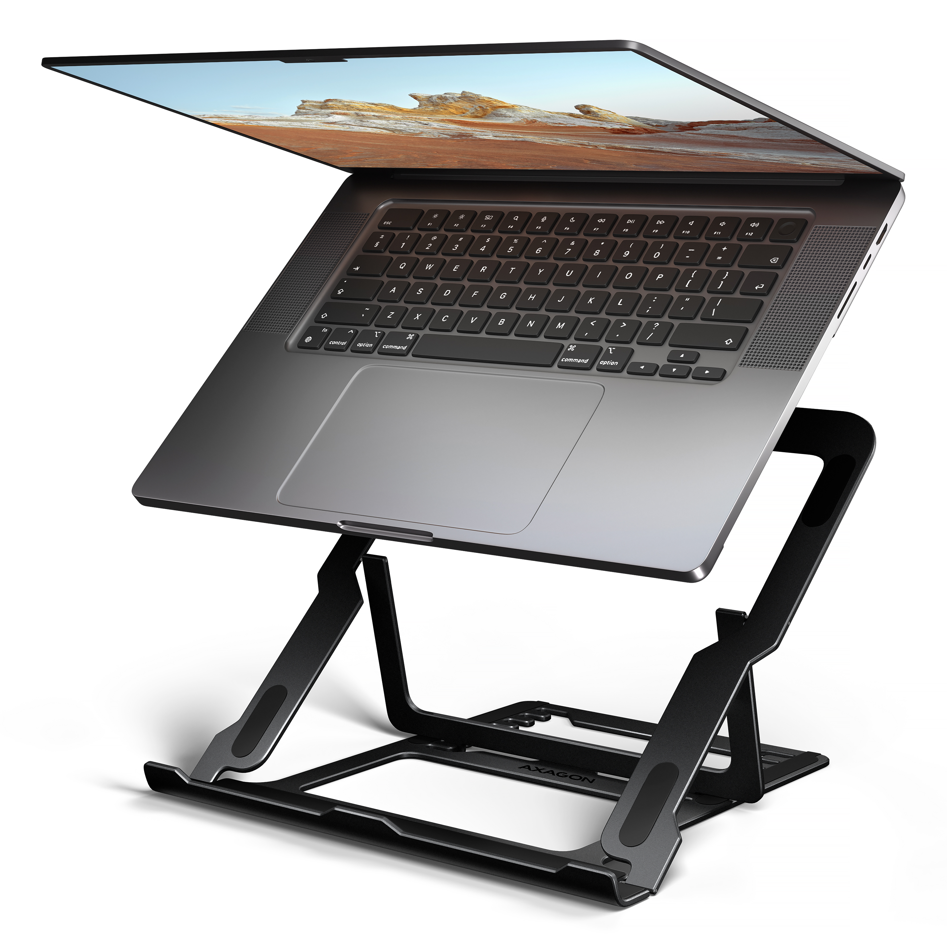 Axagon STND-LAB Laptop-St�nder, h�henverstellbar, faltbar, Aluminium Soporte para ordenador port�til y tableta Negro 43,9 cm (17.3)