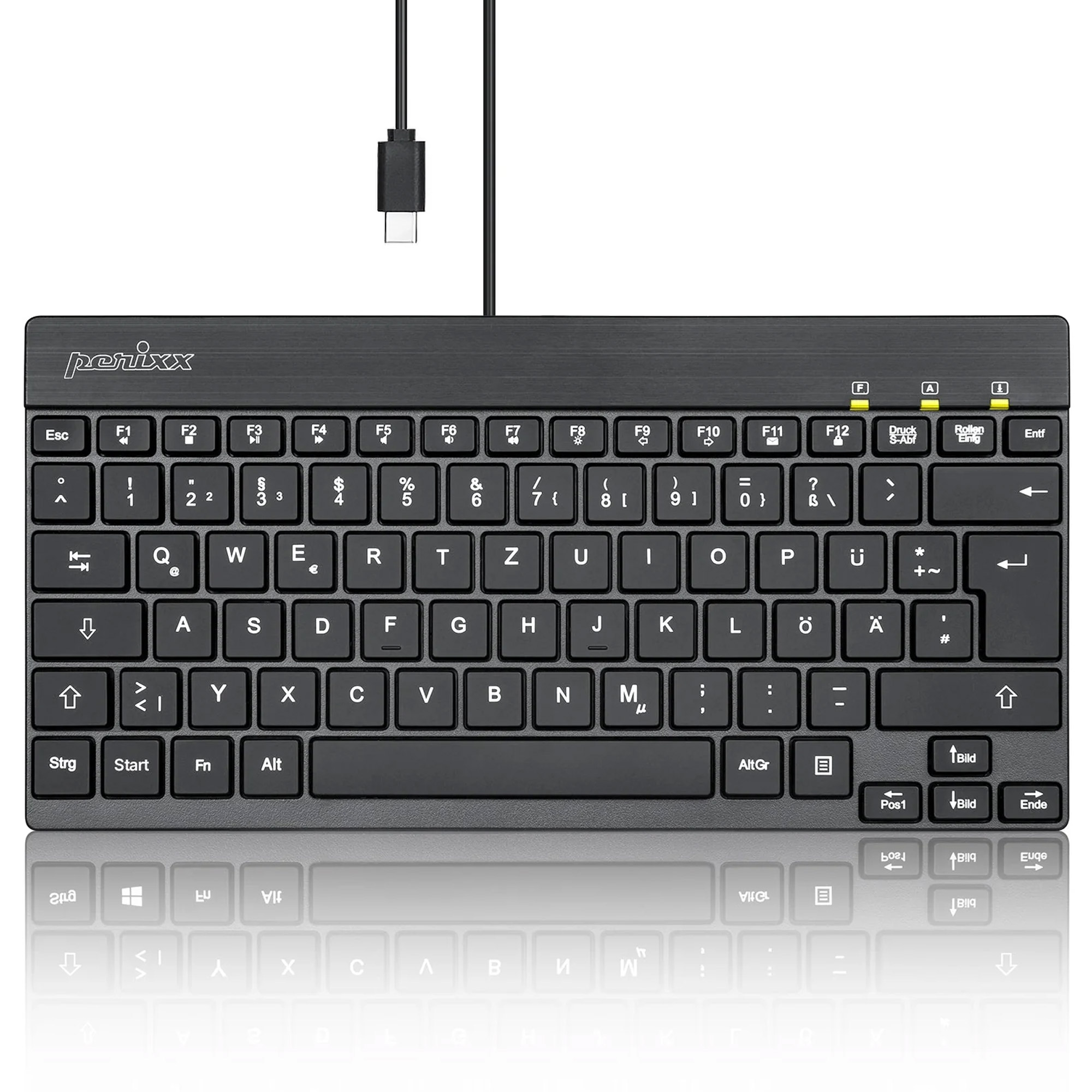 Perixx PERIBOARD-426C DE kabelgebundene USB-C Mini Tastatur mit flachen - Tastatur