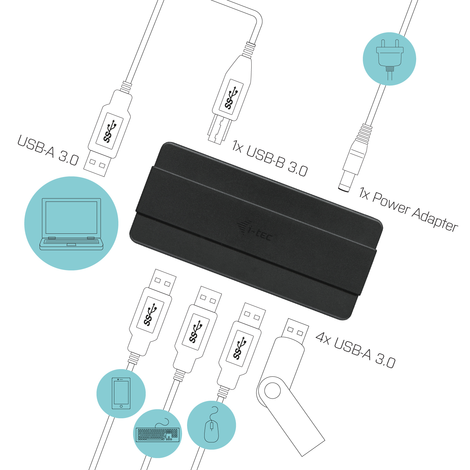i-tec USB 3.0 Charging HUB - Hub - 4 x SuperSpeed USB 3.0