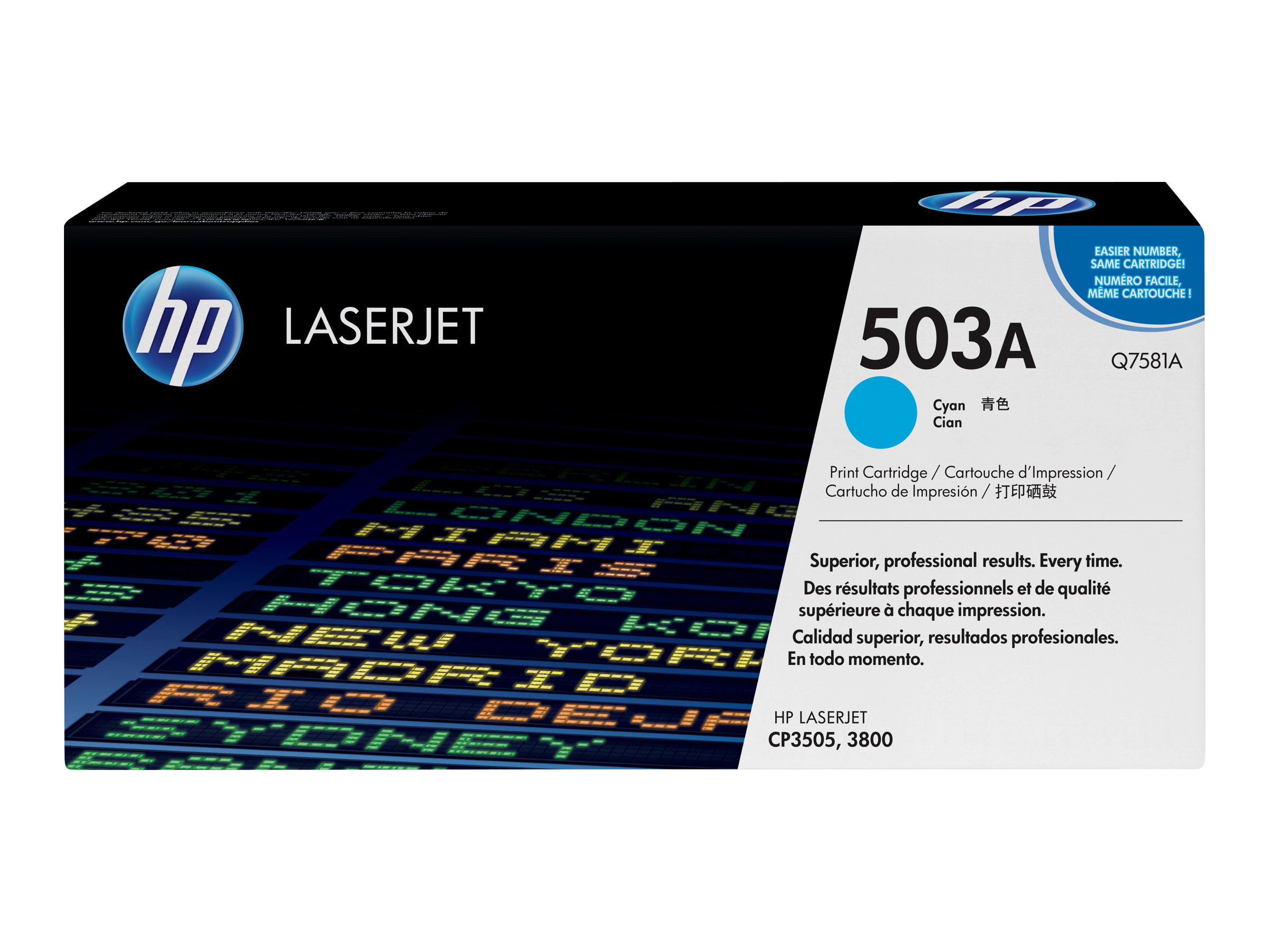 HP 503A - Q7581A - Toner cyan - fr Color LaserJet 3800, 3800dn, 3800dtn, 3800n, CP3505, CP3505dn, CP3505n, CP3505x