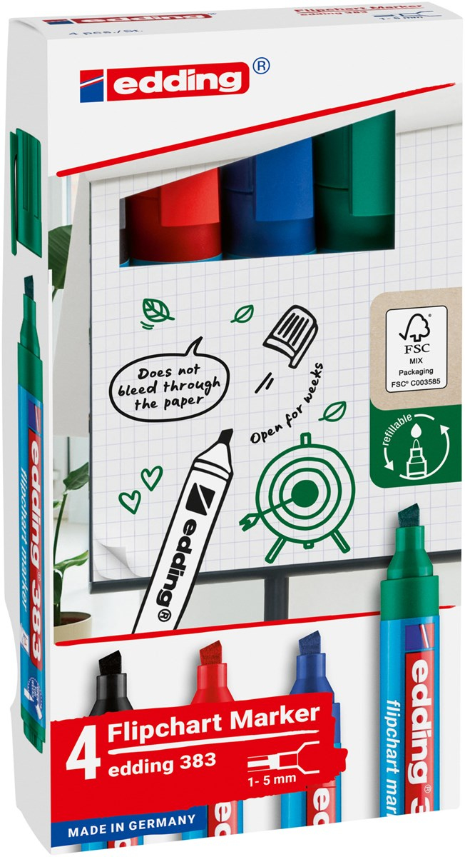 EDDING 383 Flipchart-Marker farbsortiert 1.0 - 5.0 mm 4 St.