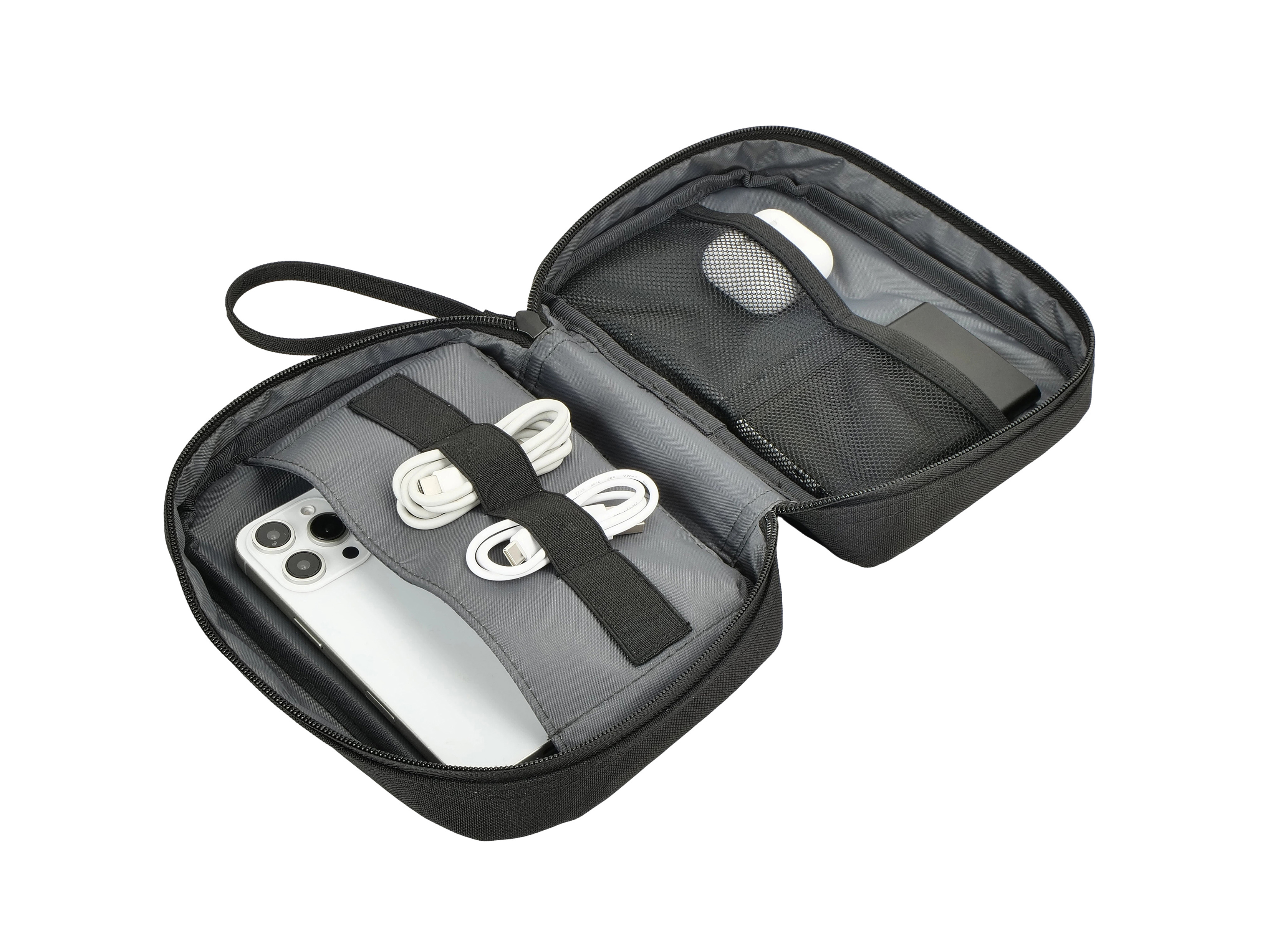 Conceptronic UMBRIX01B Tech Organizer Pouch, Electronics Travel Organizer Bag, Universal Tech Accessory Pouch for Cables, Chargers, Mouse and Hard Drives, Portable Storage Case, Made with Recycled Materials
