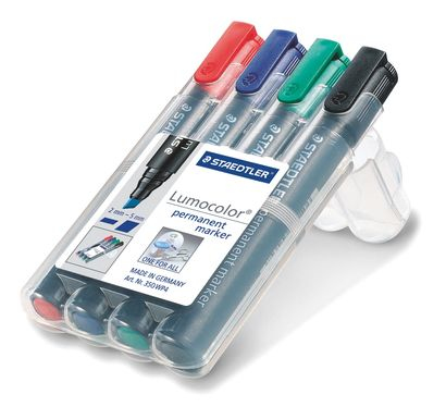 STAEDTLER Lumocolor - Marker - permanent - Schwarz, Rot, Blau, Gr�n - 2-5 mm (Packung mit 4)