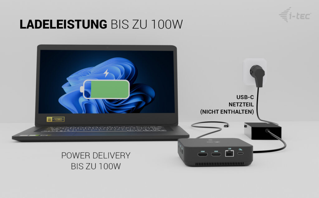 i-tec USB-C DP Dual HDMI Docking Station with Power Delivery 100 W