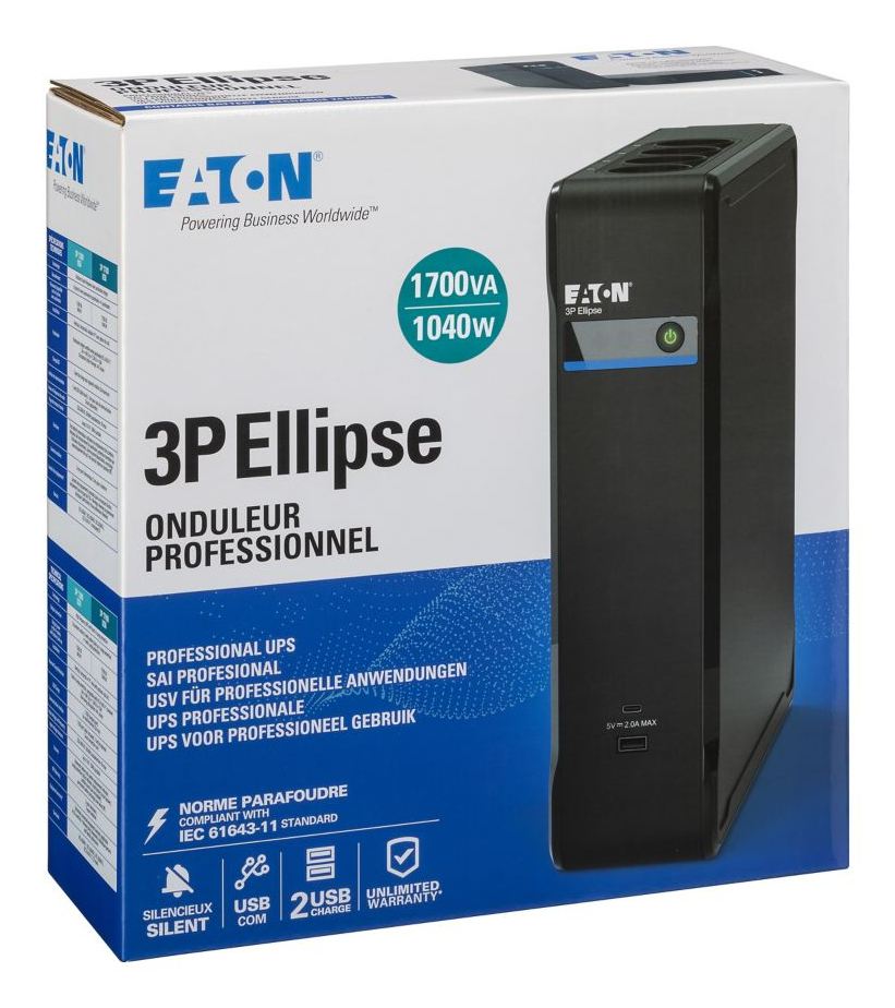 Eaton 3P Ellipse UPS sistema de alimentaci�n ininterrumpida (UPS) En espera (Fuera de l�nea) o Standby (Offline) 1,7 kVA 1040 W 8 salidas AC