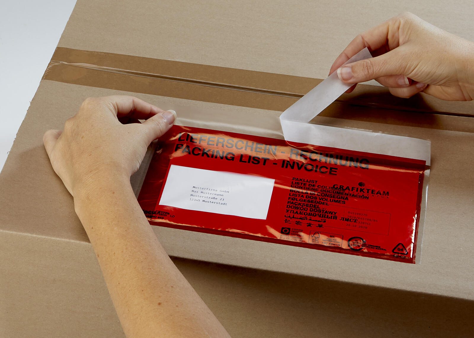 Vereinigte Papierwarenfabriken Begleitpapiertaschen DL Lief./Rechn. rot/transp. Docufix Pack 1000