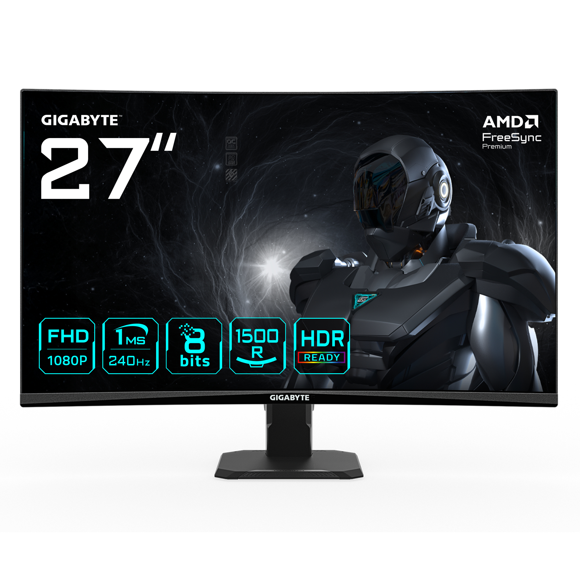 GIGABYTE GS27FC2 Monitor Gaming Curvo 27 FHD - 1920 x 1080, 240Hz, 1ms, 350 cd/m�, HDR Ready, HDMI 2.0, Displayport 1.4