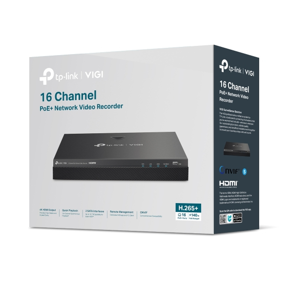 TP-Link VIGI NVR2016H-16MP Grabadore de v�deo en red (NVR) Negro