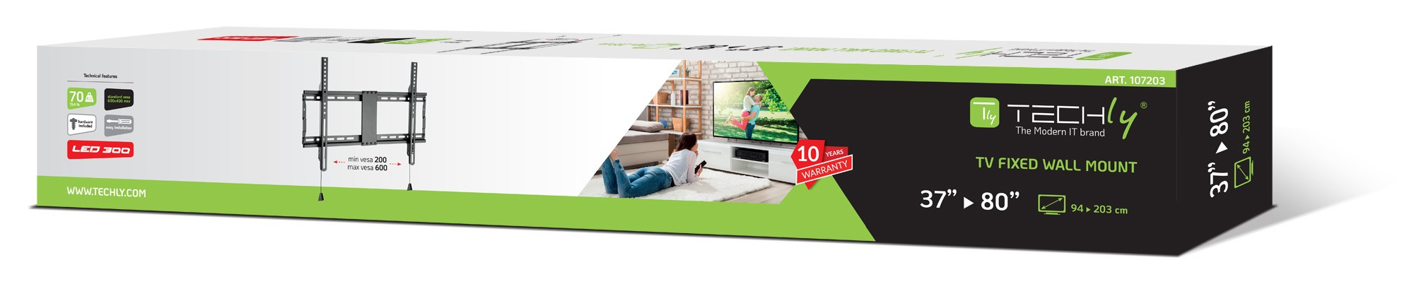 Techly ICA-PLB-946F TV mount 2.03 m (80) Black