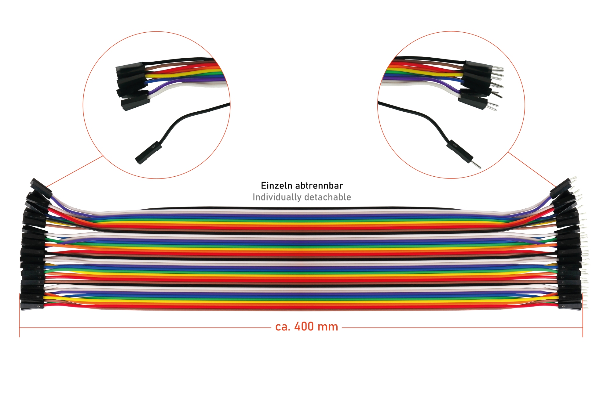 kabelmeister� Jumper Wire 40-Pin trennbare Adern f�r Arduino, Raspberry Pi etc., 3er-Set (BU-BU/ST-B
