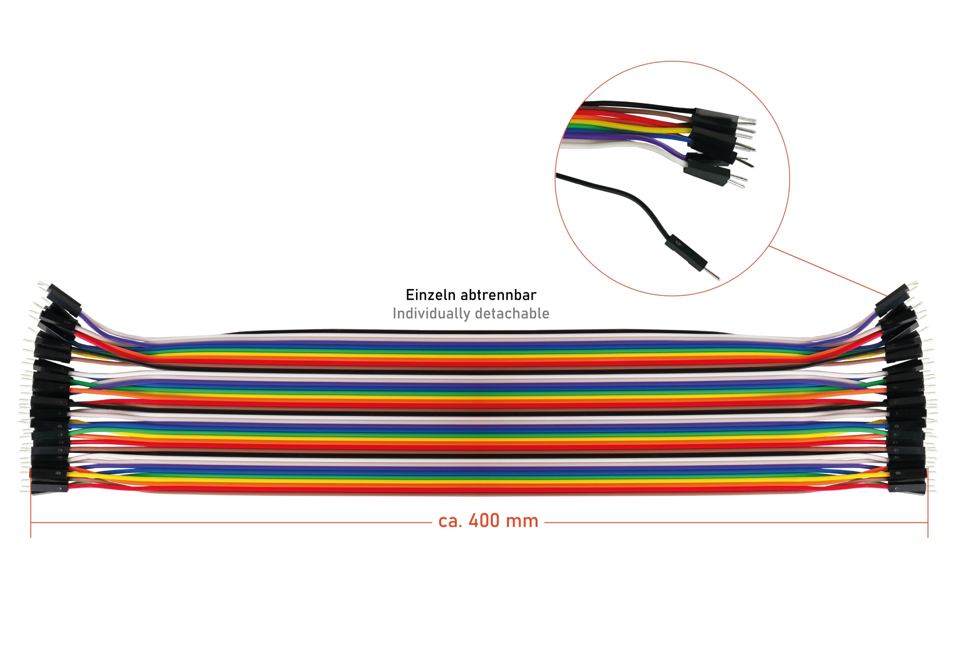 kabelmeister� Jumper Wire 40-Pin trennbare Adern f�r Arduino, Raspberry Pi etc., 3er-Set (BU-BU/ST-B