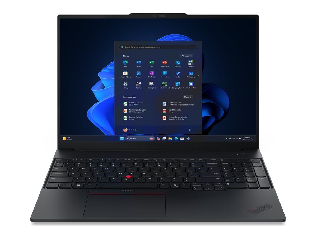 Lenovo ThinkPad E16 Gen 3 (Intel) Copilot+ PC Intel Core Ultra 7 258V Port�til 40,6 cm (16) WUXGA 32 GB LPDDR5x-SDRAM 512 GB SSD Wi-Fi 6E (802.11ax) Windows 11 Pro Alem�n Negro