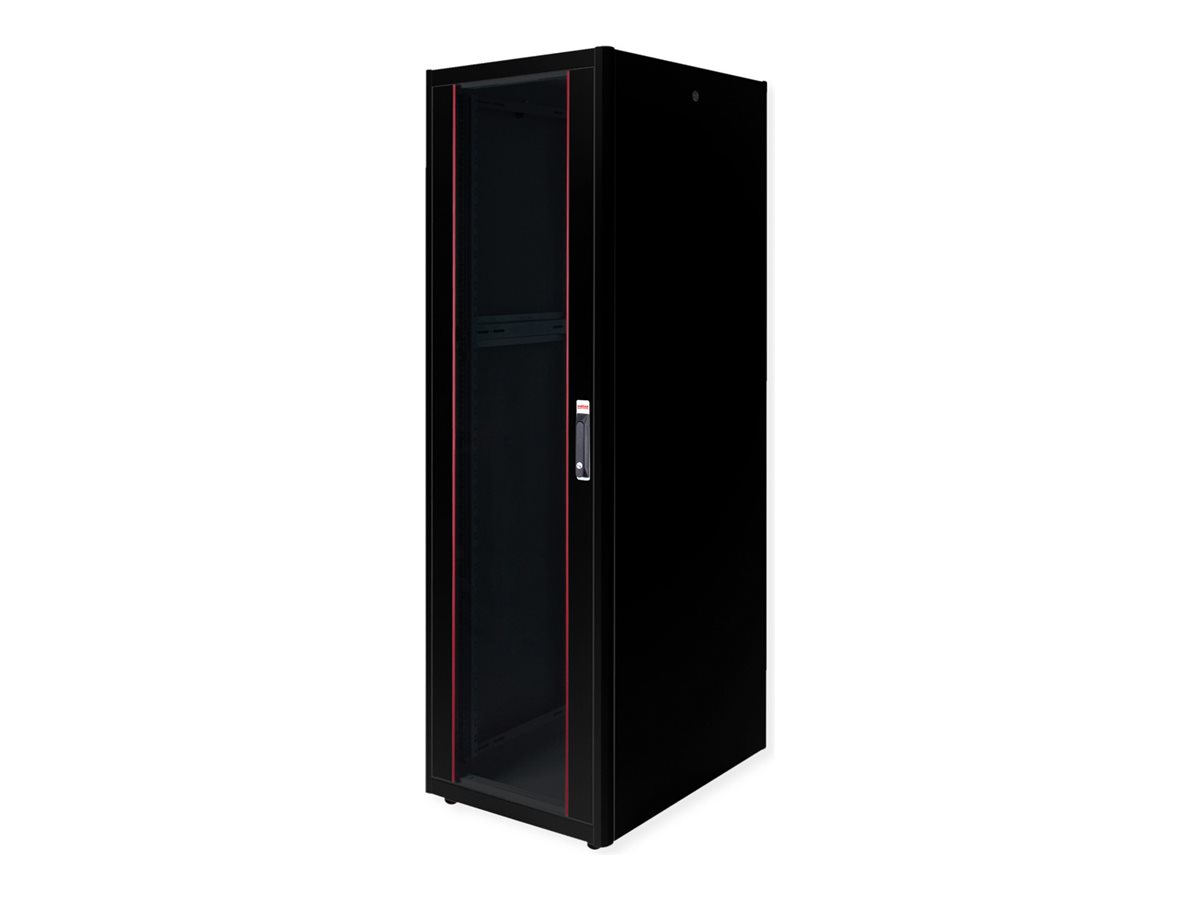 ROLINE Basic - Schrank Netzwerkschrank - glass door, 600x800 WxD - RAL 9005, Jet Black - 42HE - 48.3 cm (19)