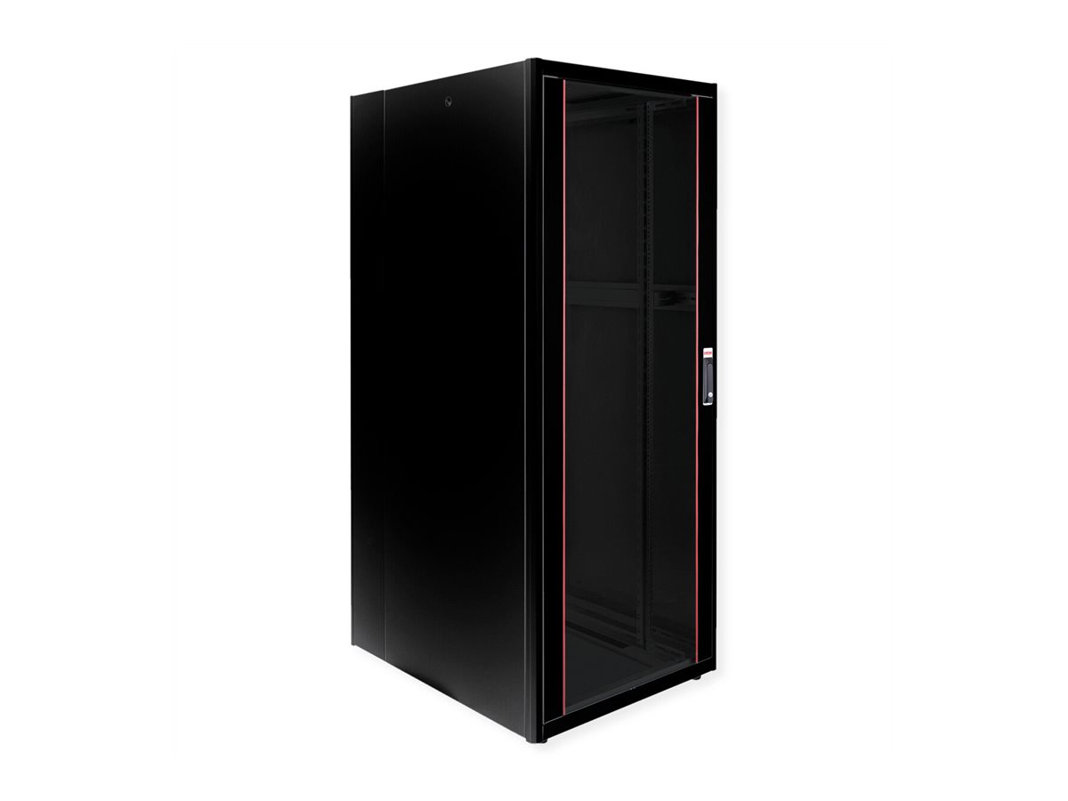 ROLINE Basic - Schrank Netzwerkschrank - glass door, 600x800 WxD - RAL 9005, Jet Black - 42HE - 48.3 cm (19)