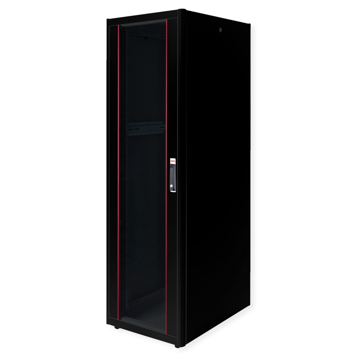 ROLINE Basic - Schrank Netzwerkschrank - glass door, 600x800 WxD - RAL 9005, Jet Black - 42HE - 48.3 cm (19)