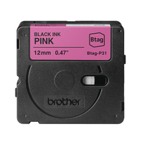 Brother Schriftband BTAG-P31 Schwarz auf Pink 12 mm x 4 m