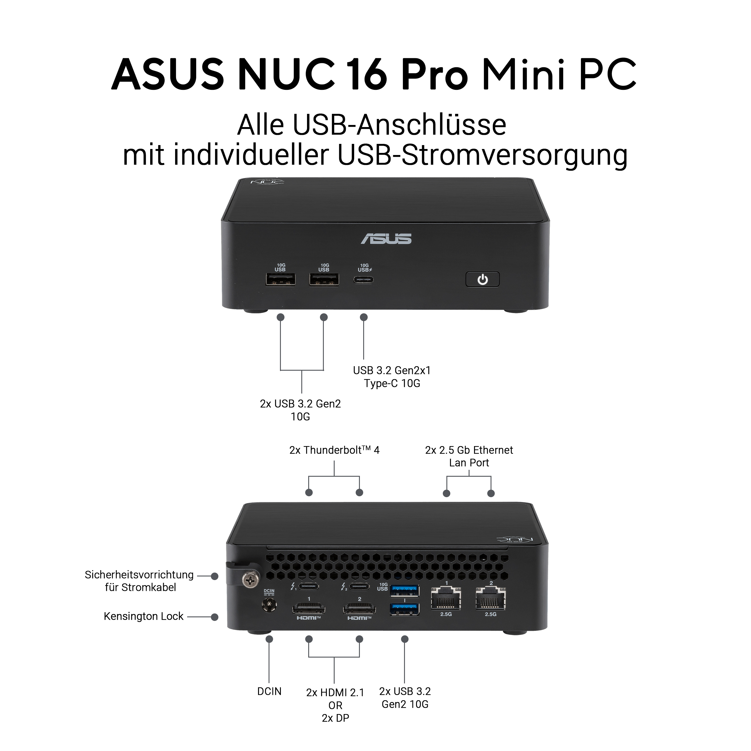 ASUS NUC RNUC16GDKU5663N2 Intel Core Ultra 5 325 16 GB DDR5-SDRAM 512 GB SSD Windows 11 Pro Mini PC Black