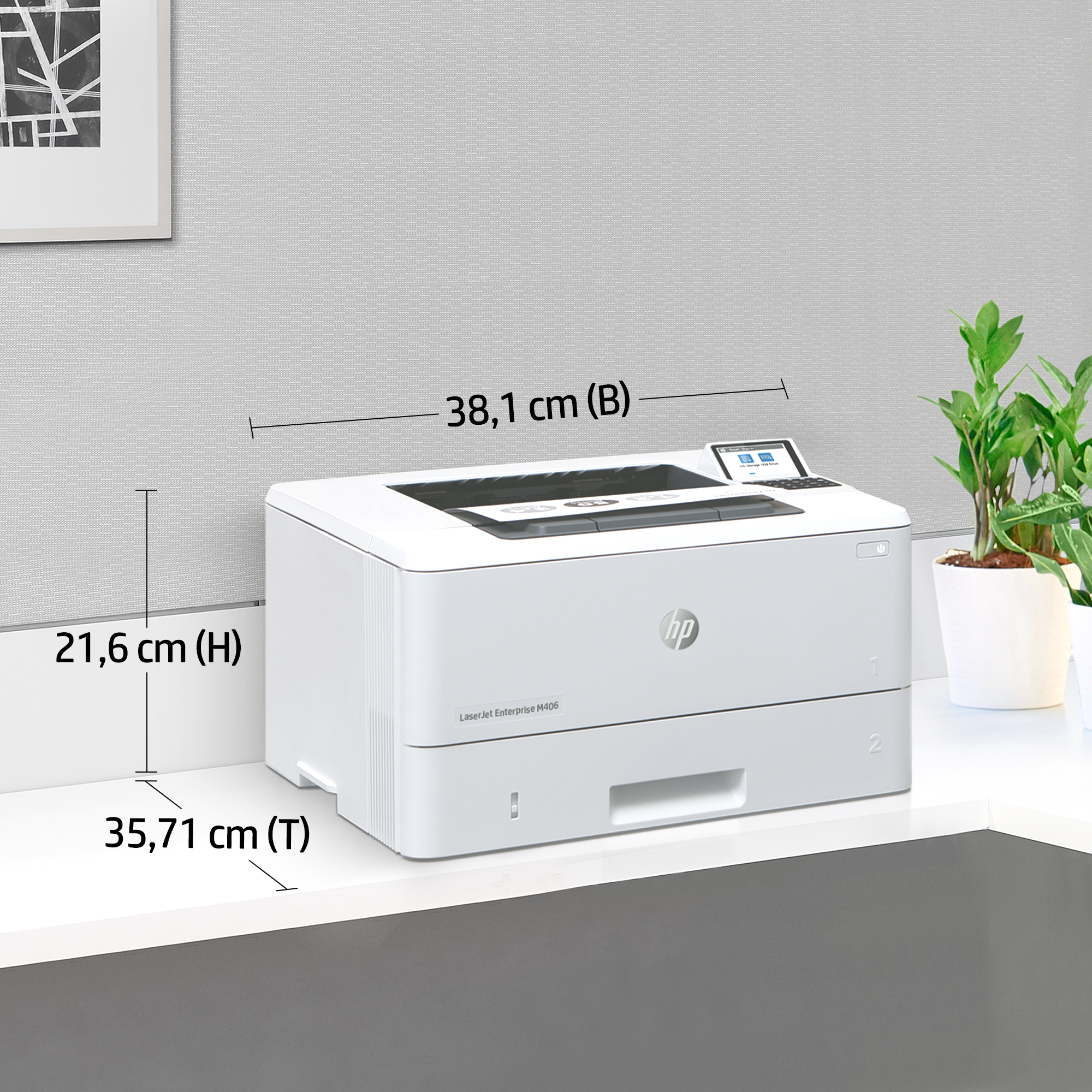 HP LaserJet Enterprise M406dn Schwarzwei� Drucker - Nur Ethernet; Duplex - Laser - 1200 x 1200 DPI - A4 - 38 Seiten pro Minute - Doppelseitiger Druck - Netzwerkf�hig