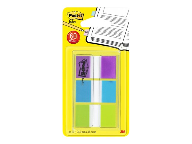3M Index 680 sort. 25.4x43.2mm im Etui-Spender lila/blau/gruen