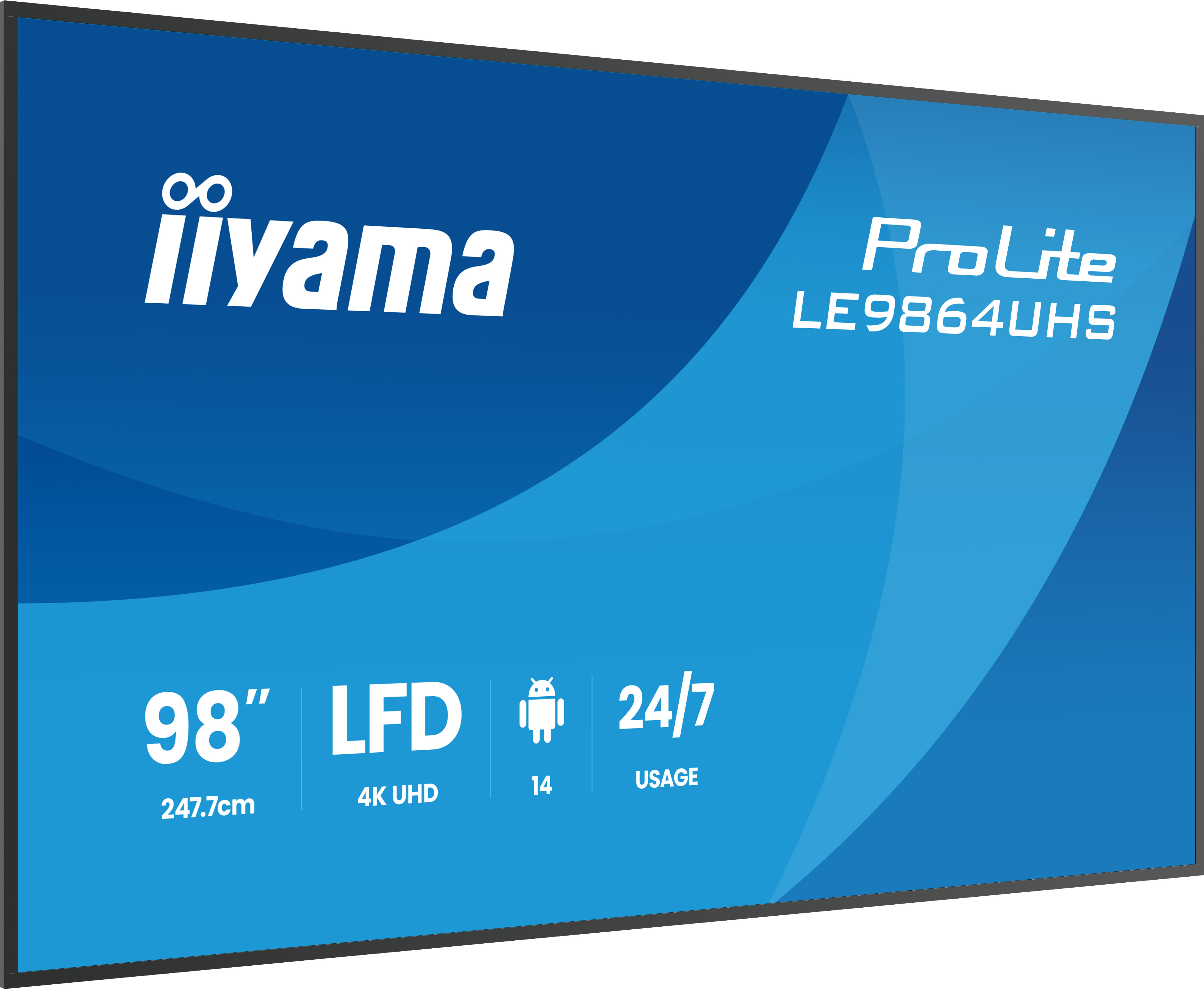 iiyama LE9864UHS-B1AG Signage Display Digital signage flat panel 2.49 m (98) Wi-Fi 500 cd/m� 4K Ultra HD Black Built-in processor Android 24/7