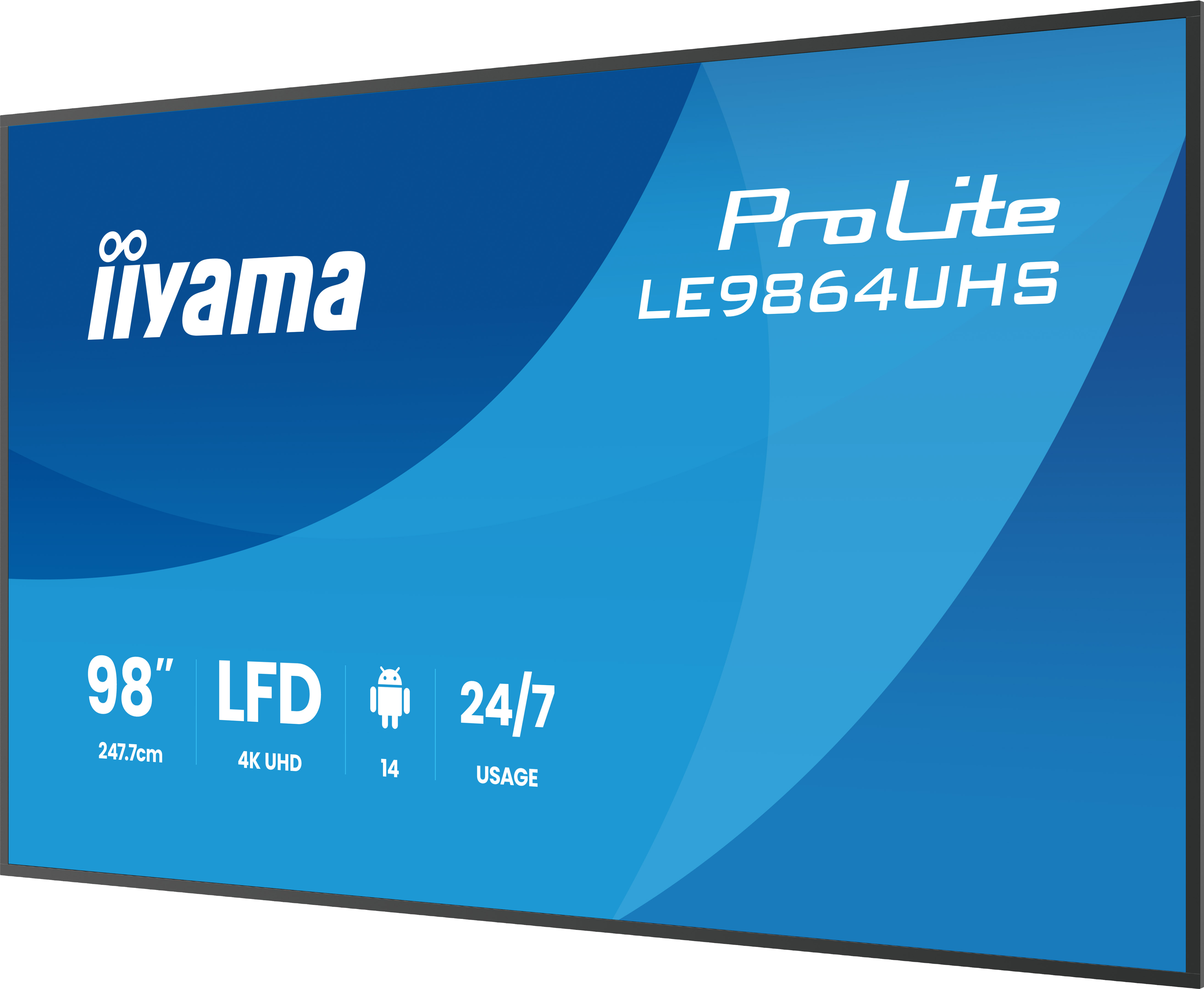 iiyama LE9864UHS-B1AG Signage Display Digital signage flat panel 2.49 m (98) Wi-Fi 500 cd/m� 4K Ultra HD Black Built-in processor Android 24/7