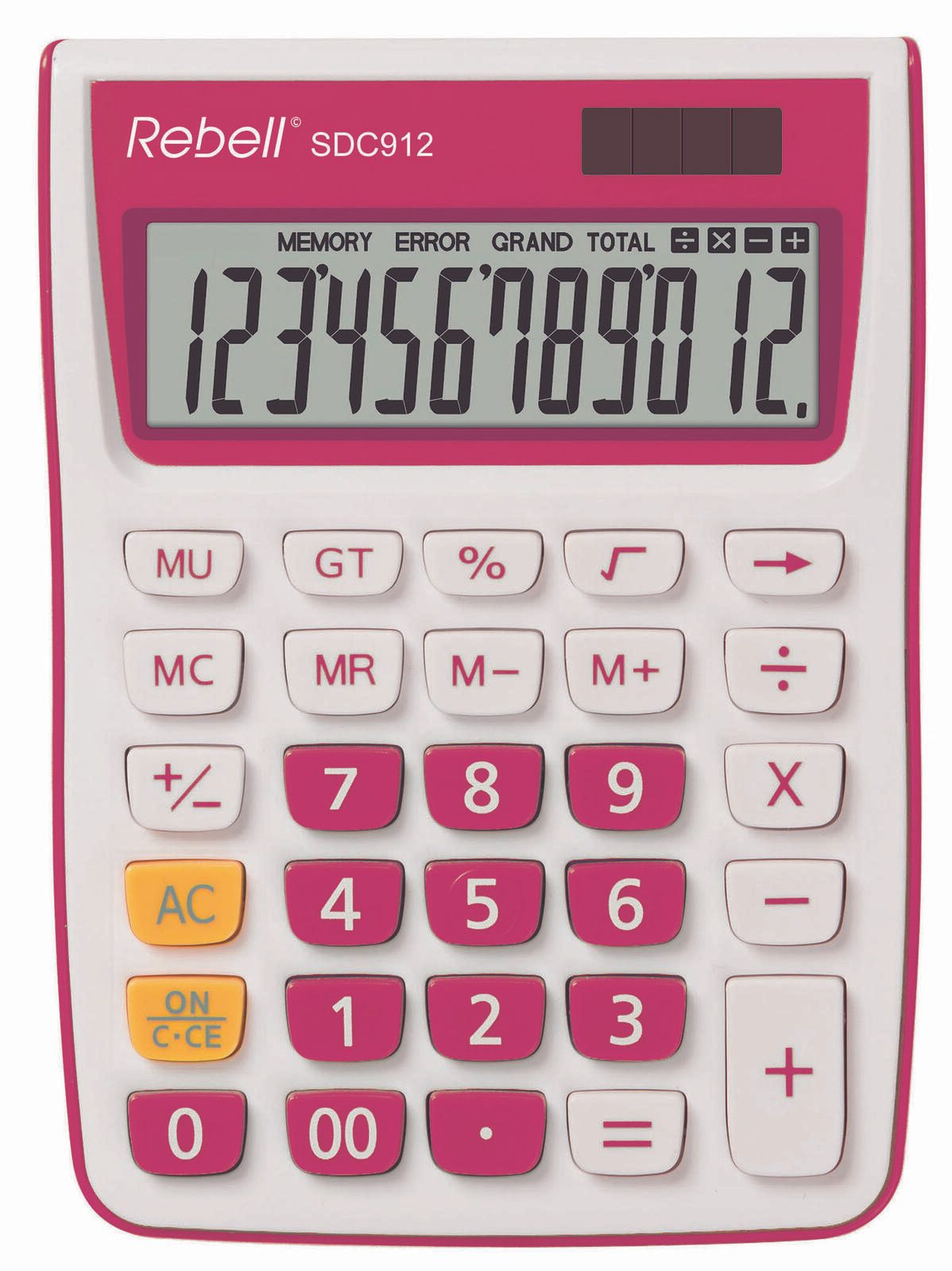 Rebell SDC912 - Desktop - Einfacher Taschenrechner - 12 Ziffern - 1 Zeilen - Batterie/Solar - Pink