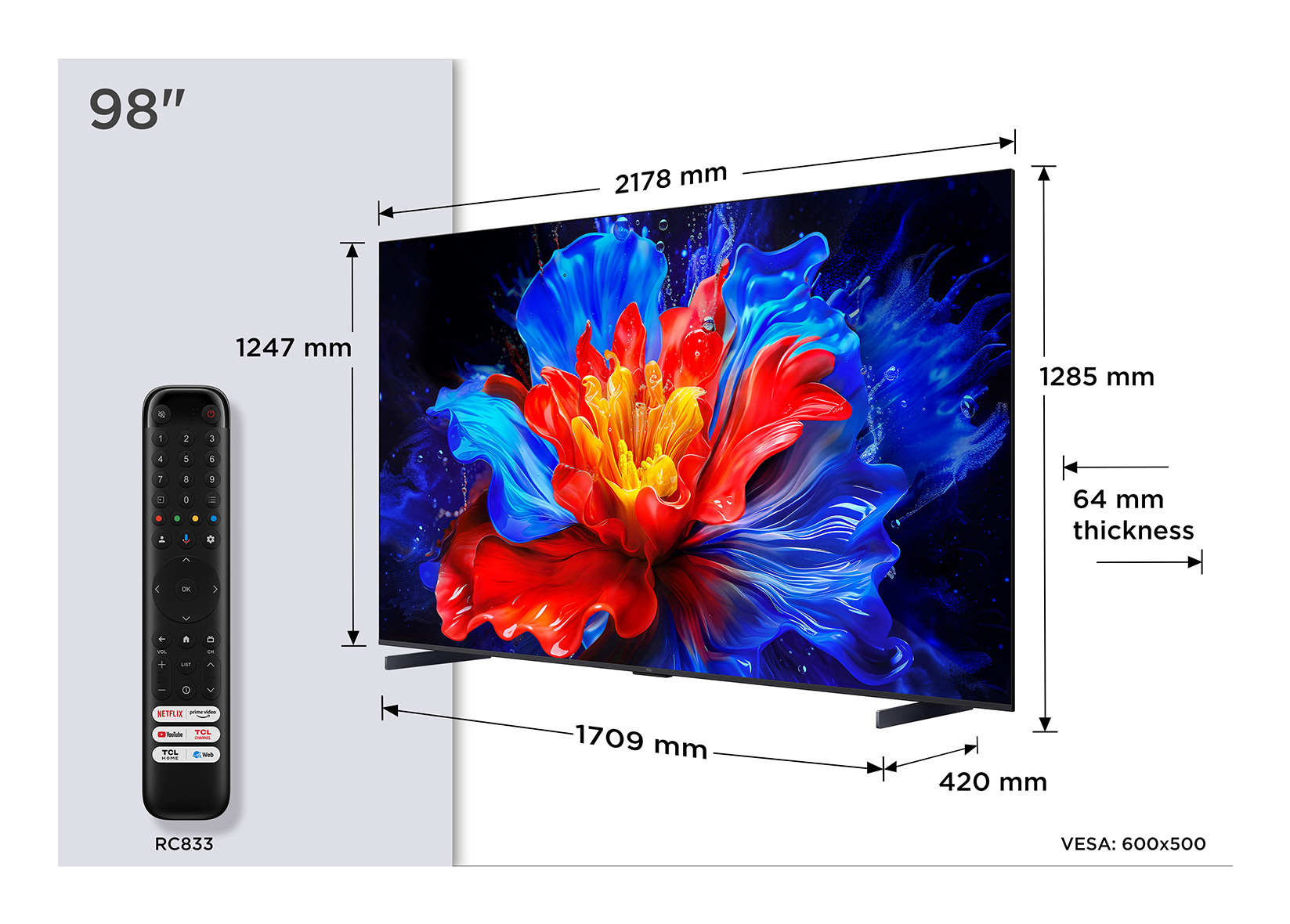 TCL P89K 98P89K TV 98 4K Ultra HD Smart Wi-Fi Metallic 450 - 249 cm - 98