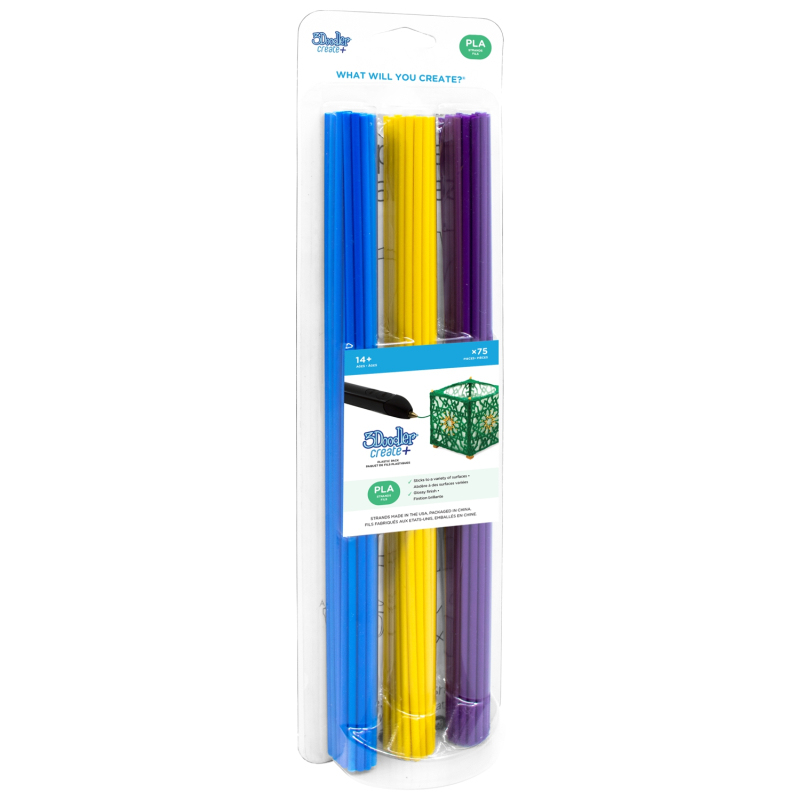 3Doodler CREATE FILAMENT PLA 3 COLORS PL-TROPC-75 Polylactic acid (PLA) Blue, Violet, Yellow 2 g