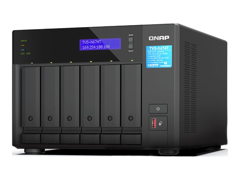 QNAP TVS-H674T-I5-32G servidor de almacenamiento NAS Torre Intel Core i5 i5-12400 32 GB DDR4 Unidad de disco duro QNAP QTS Negro