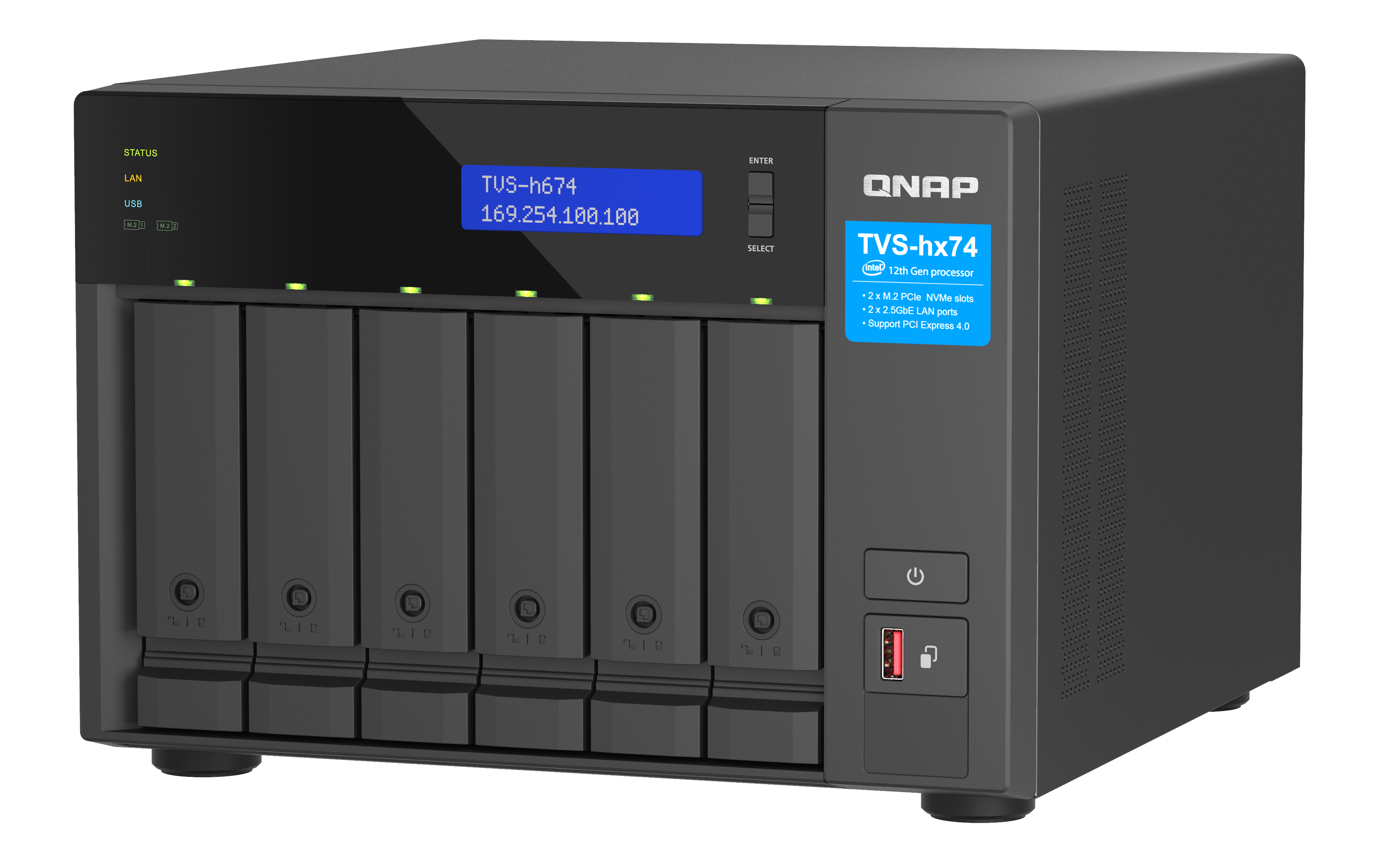 QNAP TVS-H674T-I5-32G server NAS e di archiviazione Tower Intel Core i5 i5-12400 32 GB DDR4 HDD QNAP QTS Nero