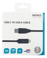 Deltaco USBC-1004M - 1 m - USB C - USB A - USB 2.0 - Schwarz