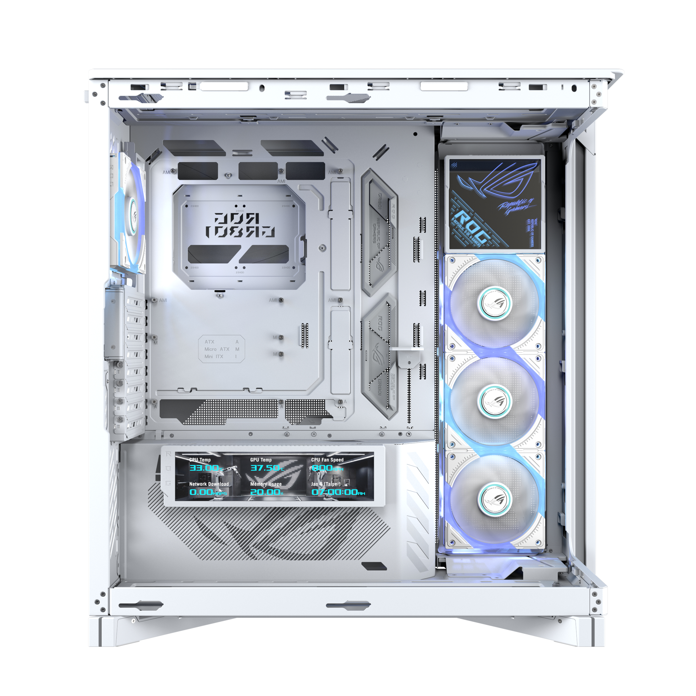 ASUS ROG CRONOX GR801 CURVE TG ARGB WHITE Midi Tower Blanco