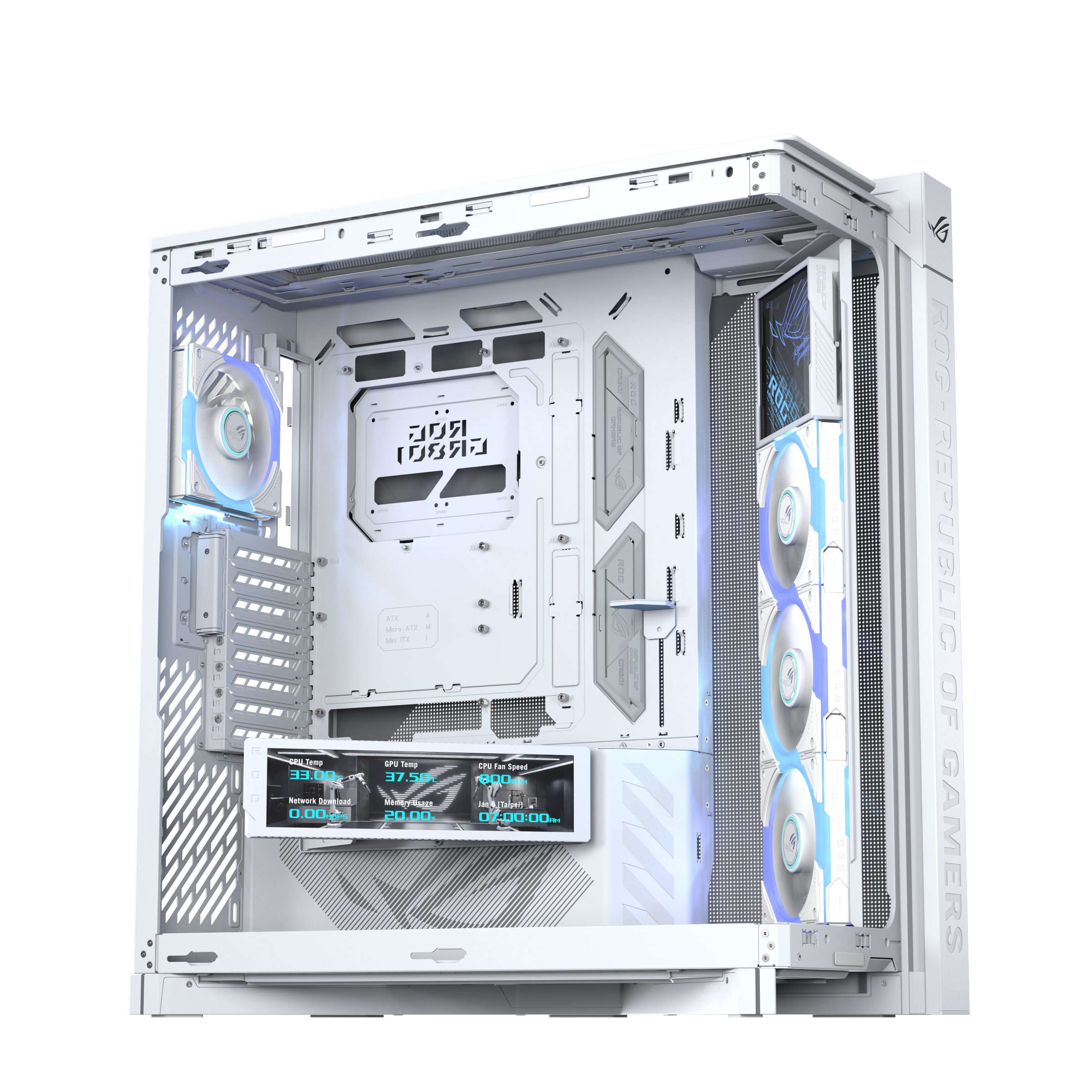 ASUS ROG CRONOX GR801 CURVE TG ARGB WHITE Midi Tower Blanco