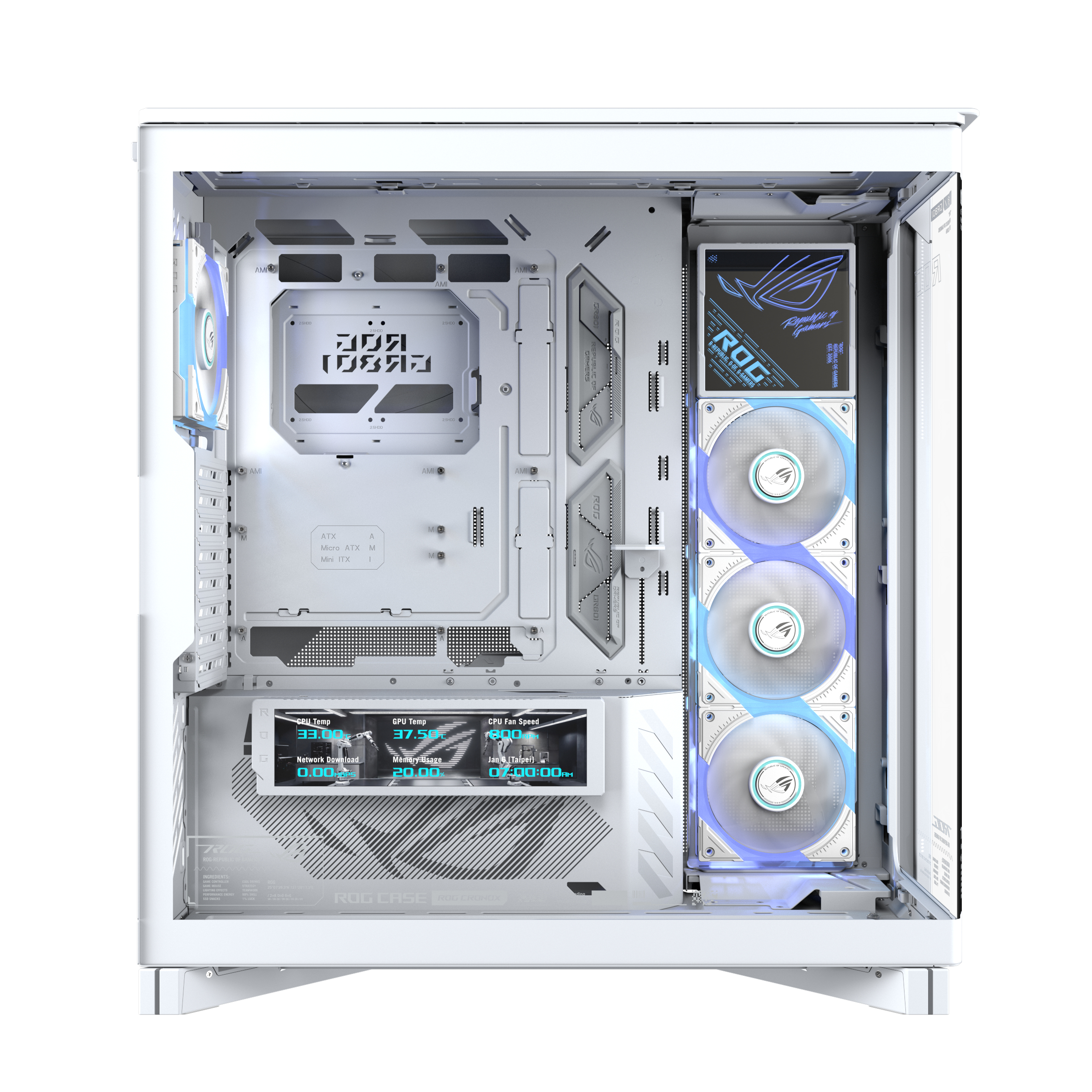 ASUS ROG CRONOX GR801 CURVE TG ARGB WHITE Midi Tower Blanco