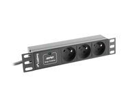 Lanberg PDU-03E-0200-BK - 1U - Horizontal - Schwarz - 3 AC-Ausgnge - Typ E - Aktivitt