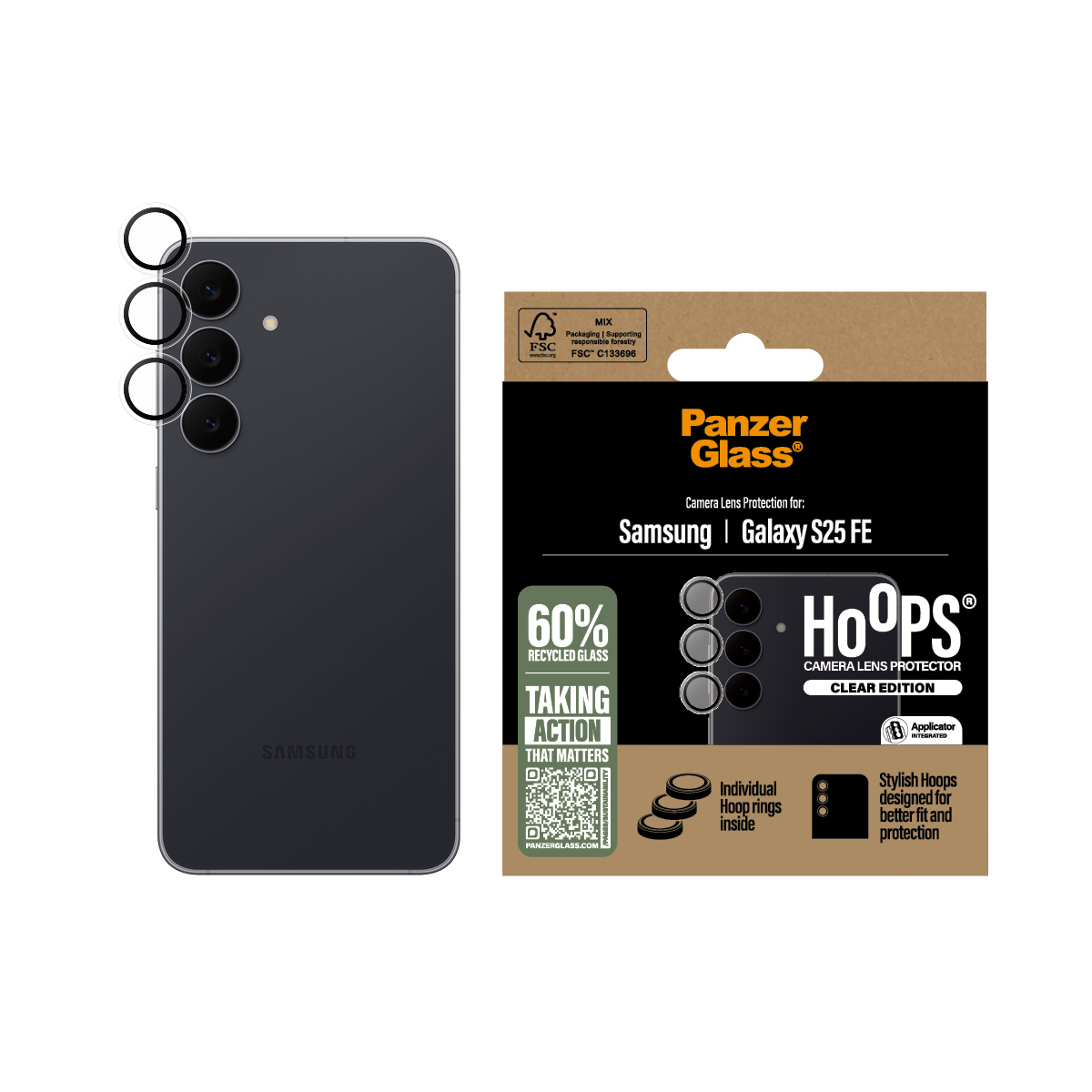 PanzerGlass � Hoops� Camera Lens Protector Transparent Samsung Galaxy S25 FE 5G