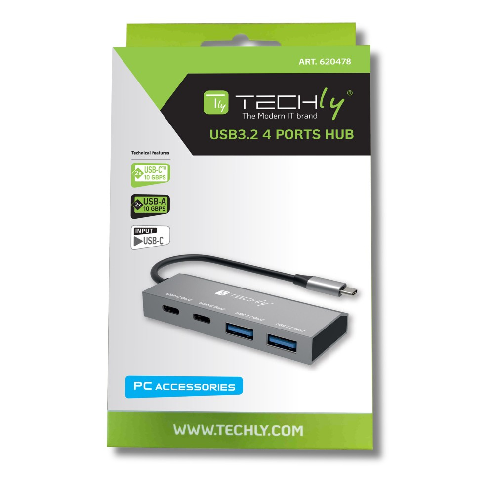 Techly IUSB32C-HUB4AC2 laptop dock/port replicator Wired USB 3.2 Gen 1 (3.1 Gen 1) Type-C Silver