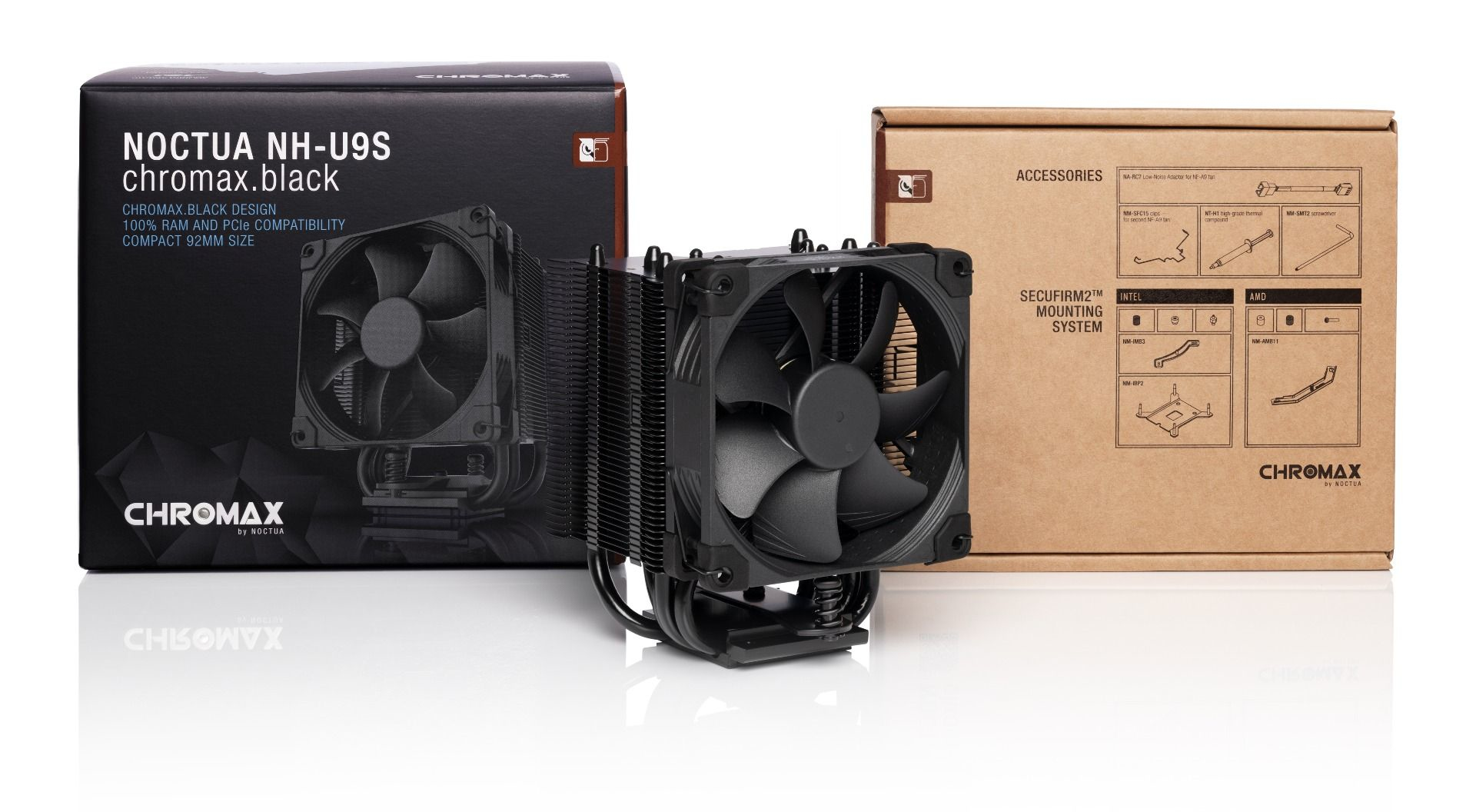 Noctua NH-U9S chromax.black Processeur Dissipateur thermique/Radiateur 9,2 cm Noir, Chrome 1 pi�ce(s)