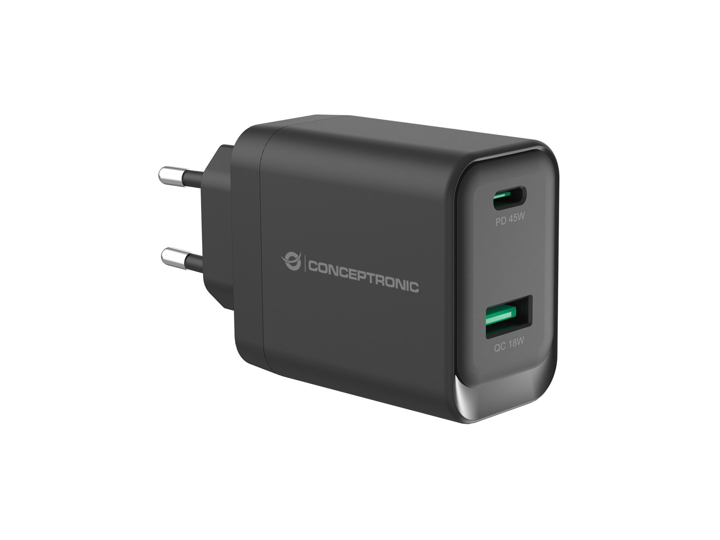 Conceptronic ALTHEA20B45 cargador de dispositivo m�vil Universal Negro Corriente alterna Carga r�pida Interior