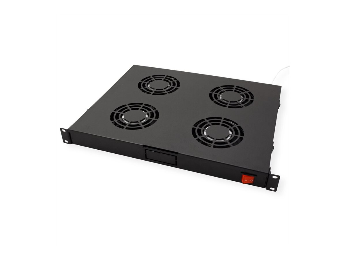 ROLINE Rack-L�fter - 4 Ventilatoren, mit Thermostat - auf Dach montierbar - Jet Black, RAL 9005 - 1U - 48.3 cm (19)