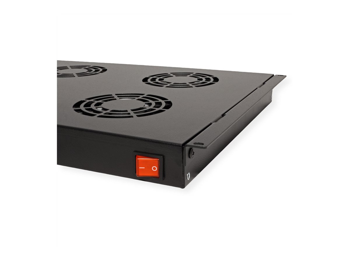 ROLINE Rack-L�fter - 4 Ventilatoren, mit Thermostat - auf Dach montierbar - Jet Black, RAL 9005 - 1U - 48.3 cm (19)