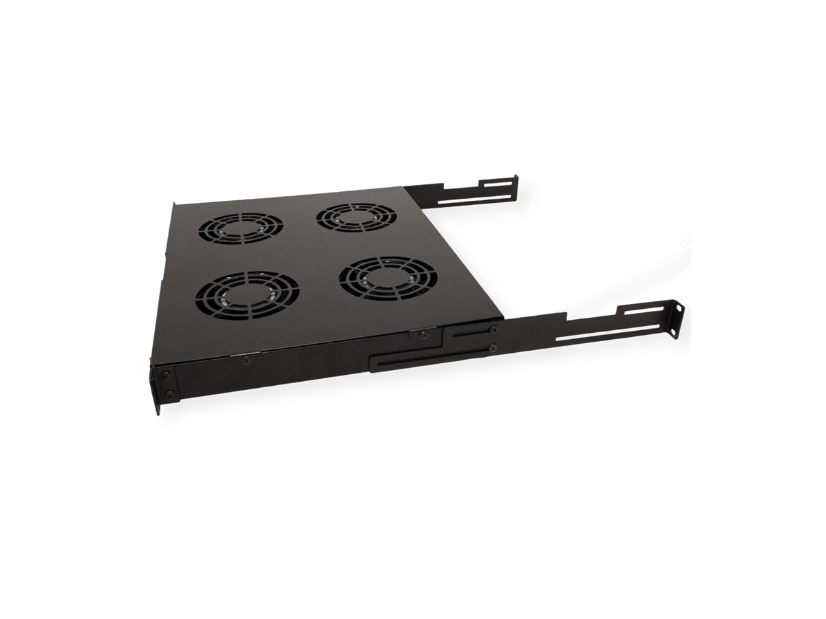 ROLINE Rack-L�fter - 4 Ventilatoren, mit Thermostat - auf Dach montierbar - Jet Black, RAL 9005 - 1U - 48.3 cm (19)